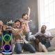 Portable Wireless Party Speaker With LED Light Wireless Mic Remote Control TWS Treble Bass Mic. Echo Music Accompany Mic. Priority Guitar In