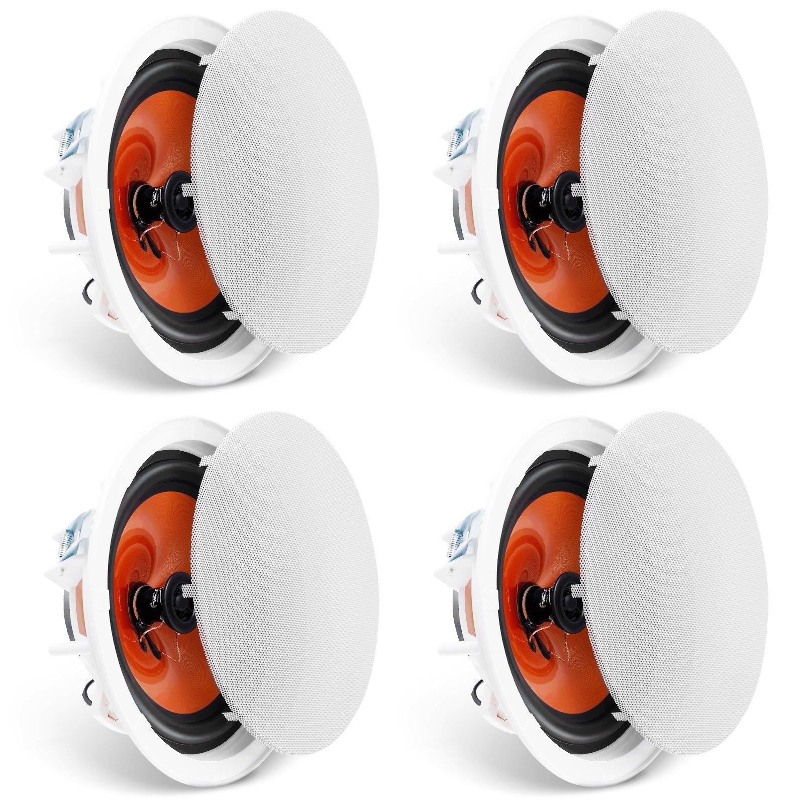 4 PCs 8 Inch In Ceiling Speakers, 100-Watts, Flush Mount Ceiling & In-Wall Speakers System With 8ΩImpedance 89dB Sensitivity, For Home Kitchen Living Room Bedroom Or Covered Outdoor Porches