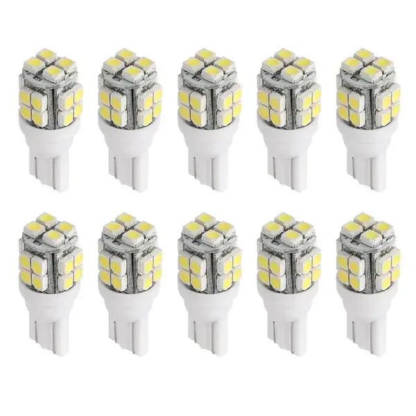 10Pcs 12V T10 LED Light Bulb Wedge Base Interior Dome Map LED Lights License Plate Trunk Side