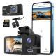 1Pc WiFi FHD 1080P Car Dash Cam 3 Channels Front Rear Inside Dash Camera With Loop Recording Reversing Image Night Vision 170 Degree Wide Angle Support 64G MMC Card Included