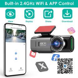 1Pc 4K 1080P Car Dash Cam 2.4GHz WiFi Car Camera Mini Driving Recorder With 140 Degree Wide Angle APP Control Night Vision G-sensor Loop Recording