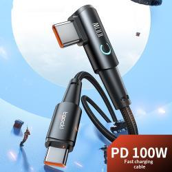 100W Fast-charging Type-C Cable With Illuminated Bend For Data And Charging