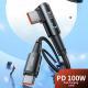 100W Fast-charging Type-C Cable With Illuminated Bend For Data And Charging