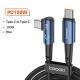 100W Fast-charging Type-C Cable With Illuminated Bend For Data And Charging
