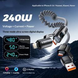 Digital Display Spring 4-in-1 CarPlay In-Car 2m Data Cable
