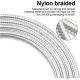 150cm 180cm USB Charging Cable A Pple MFi Certified, Nylon Braided Jacket,silver Premium Series