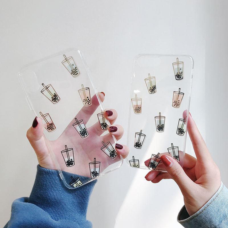 Creative pearl milk tea 8plus mobile phone case