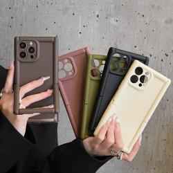 Skin Feeling Solid Color  Phone Case Roman Column 14Pro Three-dimensional Invisible Bracket 1312 Protective Case
