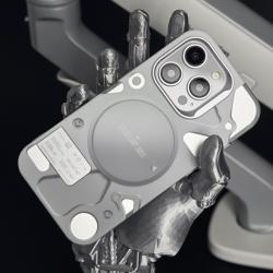 Electroplated Mechanical Silver Phone Case Personalized Magnetic Bracket