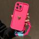 Silicone Phone Case With Lanyard Heart Design And Gold-plated Finish