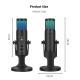 RGB Colorful Breathing Ambience Light USB Condenser Microphone