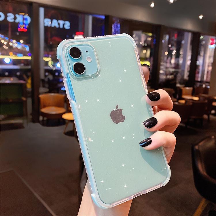 Compatible with Apple, Suitable for iPhone11pro two-color transparent glitter phone case