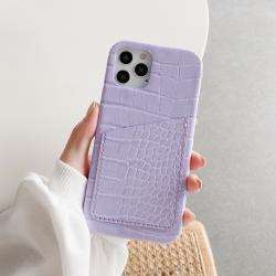 Leather crocodile-striped card case