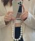 Crossbody Pearl Chain Frosty Mirror Phone Case