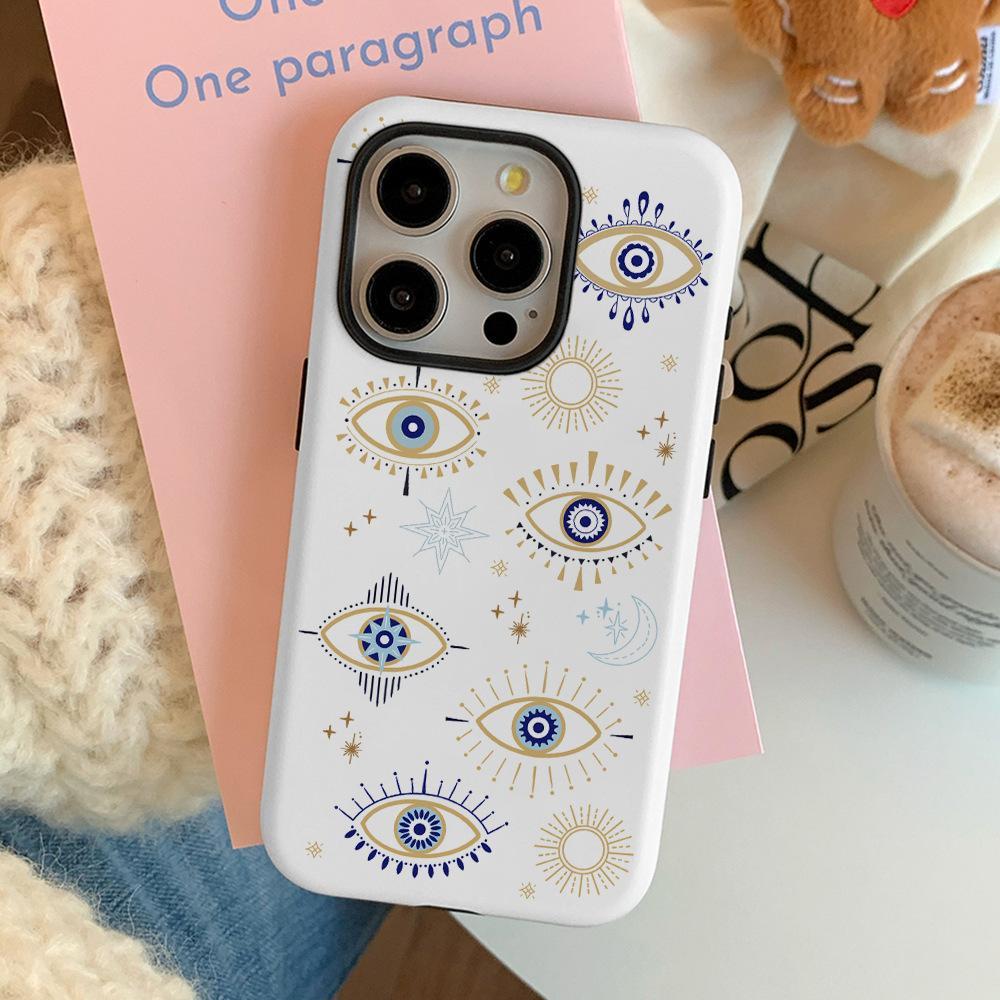 Retro Eye Pattern Advanced Film Shell 2-in-1 Phone Case