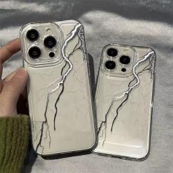 Simple Black And White Lightning Transparent Drop-resistant Shell
