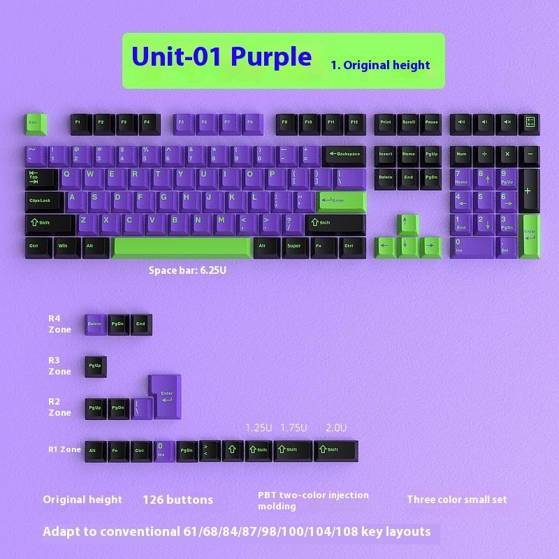 Positive Engraved Small Full Set 126 Key Height Two-color Key Cap