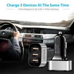 1Pc 3Port USB Car Charger  30W 5.5A For IOS Phone 16 15 14 And More