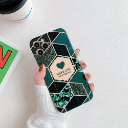 Geometric love stitching marble phone case