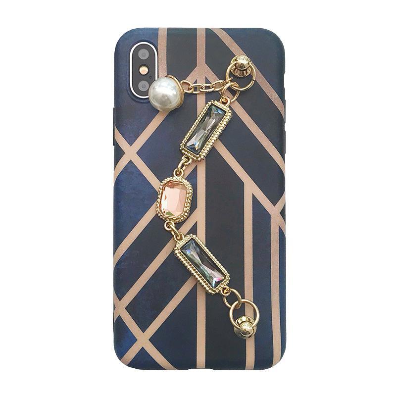 Geometric rhombus rhinestone bracelet phone case
