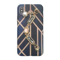 Geometric rhombus rhinestone bracelet phone case
