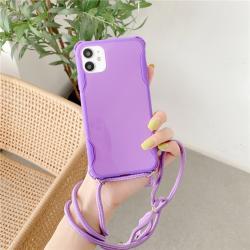 Simple Solid Color Lanyard Soft Phone Case