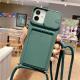 Card Sliding Lens Diagonal Lanyard Mobile Phone Case