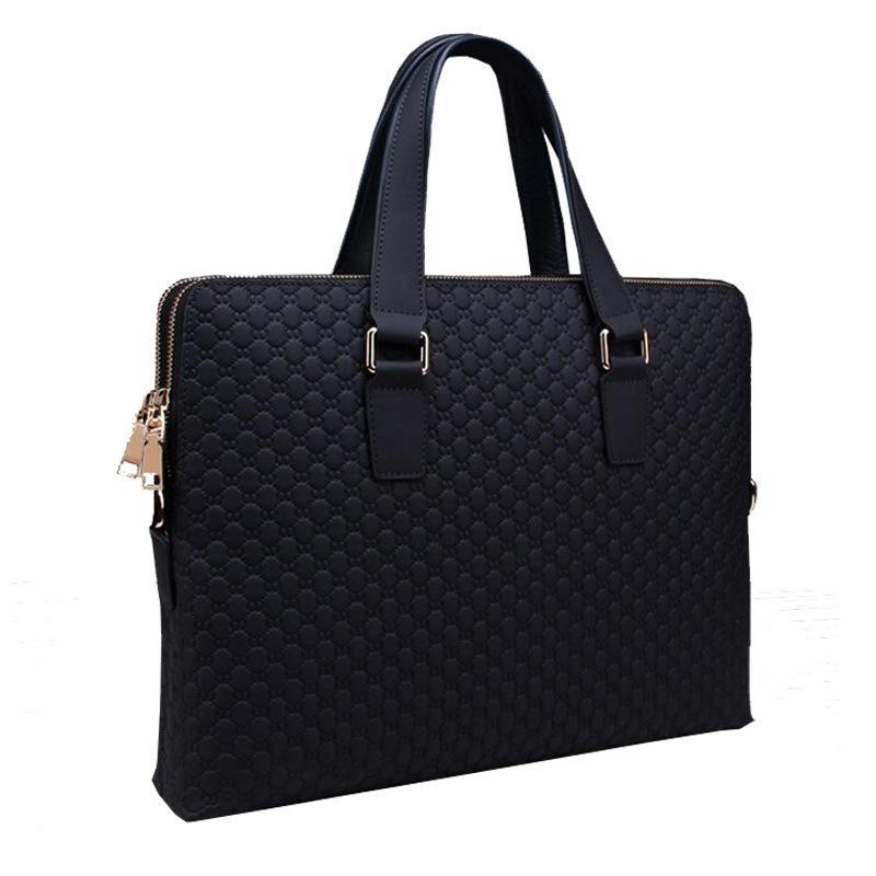 Genuine Leather Mens Business Handbag 14 Inch Computer Bag