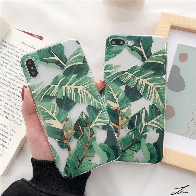 Bronzing rose banana leaf phone case