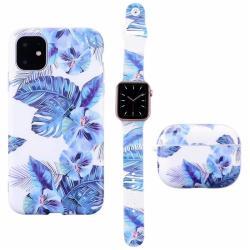 Compatible with Apple , Frosted Phone Case Flower Strap Earphone Case