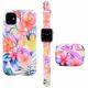 Compatible with Apple , Frosted Phone Case Flower Strap Earphone Case