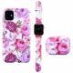 Compatible with Apple , Frosted Phone Case Flower Strap Earphone Case