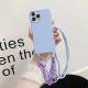 Solid Color Lanyard Slung Over One Shoulder  Chain Phone Case