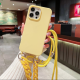 Solid Color Lanyard Slung Over One Shoulder  Chain Phone Case