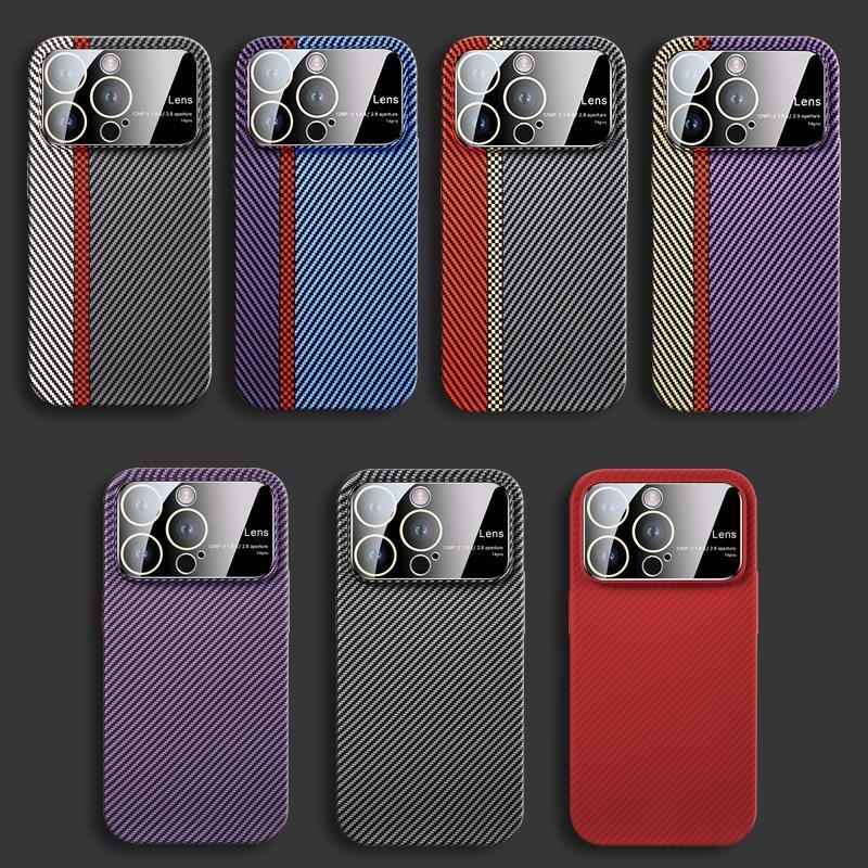 Magnetic Carbon Fiber Large Window Frosted Phone Case