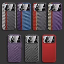Magnetic Carbon Fiber Large Window Frosted Phone Case