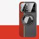 Magnetic Carbon Fiber Large Window Frosted Phone Case