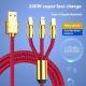 Fast Charge Woven Zinc Alloy With Light Bold Three-in-one Data Cable