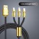 Fast Charge Woven Zinc Alloy With Light Bold Three-in-one Data Cable