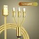 Fast Charge Woven Zinc Alloy With Light Bold Three-in-one Data Cable