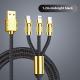 Fast Charge Woven Zinc Alloy With Light Bold Three-in-one Data Cable