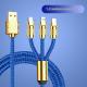 Fast Charge Woven Zinc Alloy With Light Bold Three-in-one Data Cable