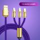 Fast Charge Woven Zinc Alloy With Light Bold Three-in-one Data Cable