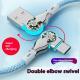 Double Bend Rotating Braided Lengthened Type-c Fast Charge Data Cable Car Charging Cable With Light