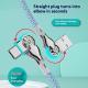 Double Bend Rotating Braided Lengthened Type-c Fast Charge Data Cable Car Charging Cable With Light