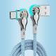 Double Bend Rotating Braided Lengthened Type-c Fast Charge Data Cable Car Charging Cable With Light