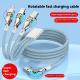 Three-in-one Double Bend Rotating Fast Charge Data Cable One-to-three Mobile Phone Charging Cable