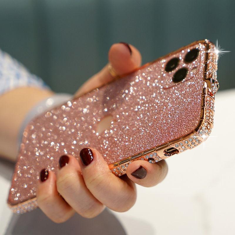 Womens Mobile Phone Case With Diamonds And Diamond Frame Luxury Glitter Case