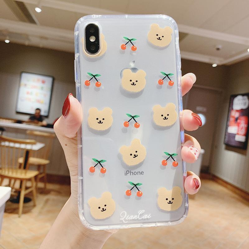 Cute Bunny Head Phone Case, Cartoon Bear Silicone All-inclusive Application