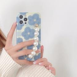Blue Flower Pearl Bracelet For Mobile Phone Case